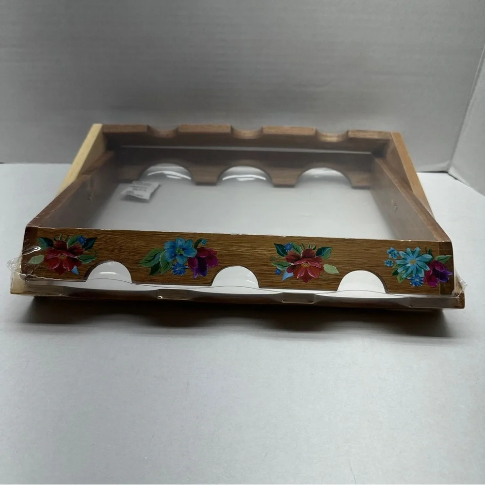 NEW The Pioneer Woman Spring Bouquet Acacia Wood Wine Rack 6-Bottle Folding NIB